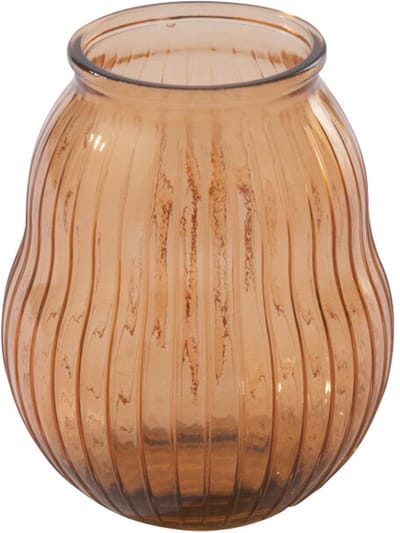 J-Line windlicht Gestreept - glas - oranje - small
