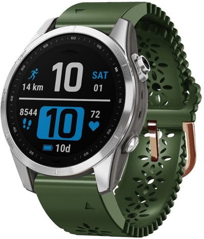 By Qubix - Geschikt voor Garmin bandje - 20mm Quickfit - Flower siliconen bandje - Groen - Geschikt voor Garmin Fenix 7s/6s/5s / Instinct 2s / Epix Pro Gen 2 (42mm)