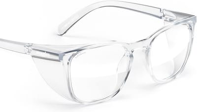 Stoggles Square Z87.1 Certified Small Fit Polycarbonate Safety Glasses, Scratch and Break Resistant, Blue Light and UV Blocking Lens, Top and Side Protectors, Anti-Fog