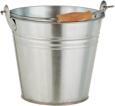 Decoratieve Zinken Emmer met Handvat - Ø 28 cm - Verzinkt Metaal voor Tuin en Huis
