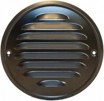 Ventilatierooster Zwart - Rond Luchtrooster - Ventilatie Rooster - Schoepenrooster - 13 cm ø Buitenzijde - incl. Gaas