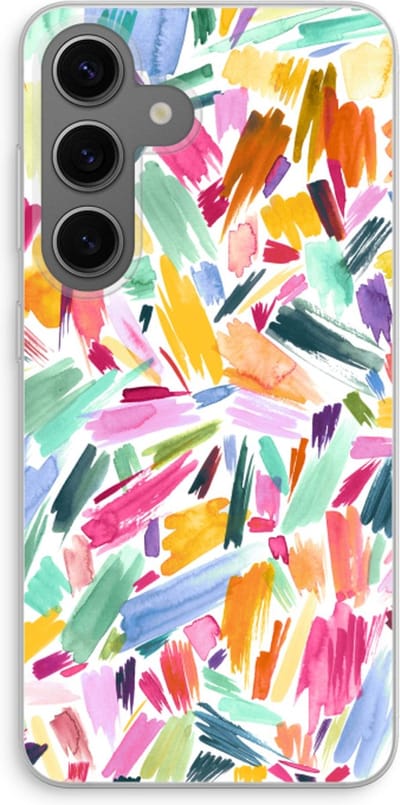 Case Company® - Hoesje geschikt voor Samsung Galaxy S24 hoesje - Watercolor Brushstrokes - Soft Cover Telefoonhoesje - Bescherming aan alle Kanten en Schermrand