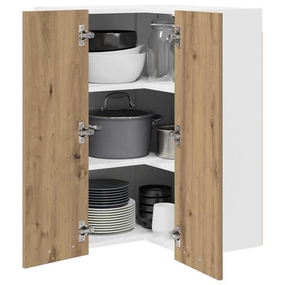 vidaXL - Hangkast - Ambachtelijke - Eik - en - Wit - 57 - x - 57 - x - 80 - cm - Bewerkt - hout