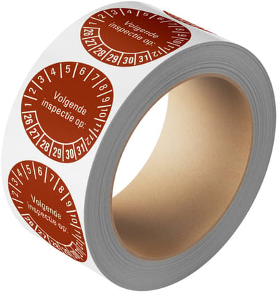 Volgende inspectie op keuringssticker 26-31 - rol 20 mm - 1150 per rol