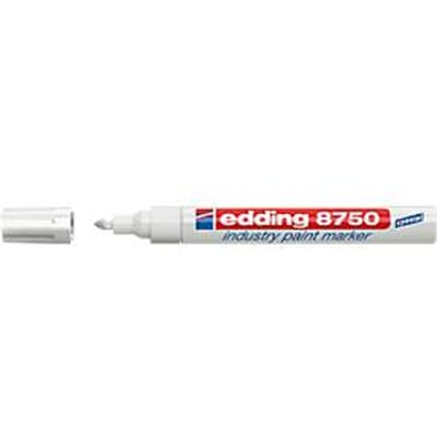 edding 8750 - industrie lakmarker - 10 stuks wit - speciaal voor vettige en olie-achtige ondergronden - water-, zoutwater- en wrijfvast - geschikt voor o.a. staal, kunststof, hout, aluminium, leer