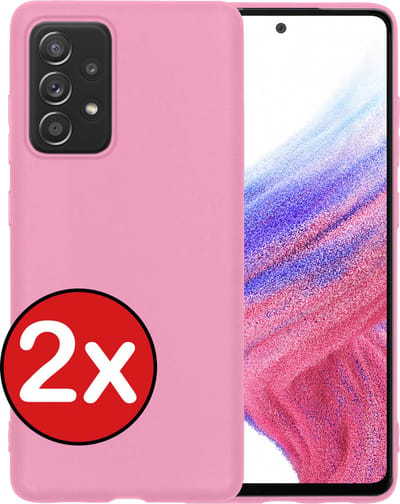 Hoesje - 2 Stuks - Geschikt voor Samsung Galaxy A53 - Sterk & Shockproof - Telefoonhoes - Back Cover - Case Siliconen - Telefoon Hoes - Lichtroze