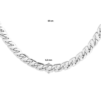 Zilver Gerhodineerde Collier gourmet 6 1330506 60 cm