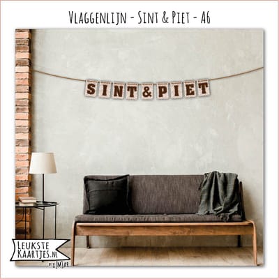 Vlaggenlijn Sinterklaas - A6 ChocoladeLetters No: 01 (Sint & Piet - Chocolade bruin gevlekt, papier) - LeuksteKaartjes.nl by xMar