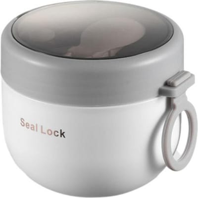 Draagbare roestvrijstalen soepbeker lunchbox voedselcontainers schattige vorm thermosflessen thermokop magnetron verwarming met lepel gray