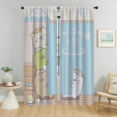 Tule voor Slaapkamer Sumikko Gurashi Moderne Woonkamer Gordijnen 2 Stuks Scheidingsgordijn Home Interieur Gordijnen Halloween Decoratie W50xH70cmx2pcs-CL