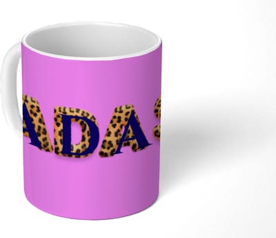 Mok - Koffiemok - Felroze - Badass - Panterprint - Schaduw - Mokken - 350 ML - Beker - Koffiemokken - Theemok - Mok met Tekst