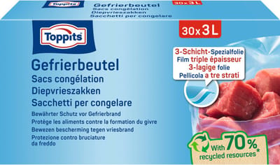 Toppits Diepvrieszakjes 3 liter - 10 x 30 stuks - Voordeelverpakking