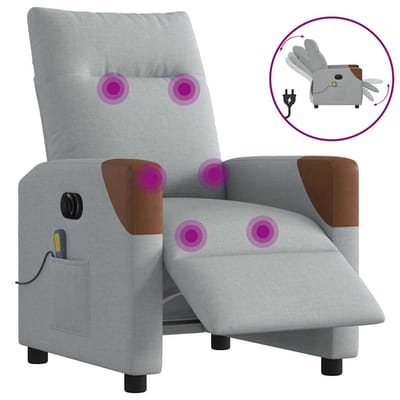 vidaXL - Massagestoel - elektrisch - verstelbaar - stof - lichtgrijs