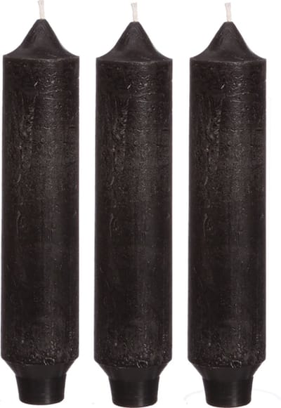 Palermo kaarsen set 3 stuks dia. 3.5 x H 17 cm zwart Hortus