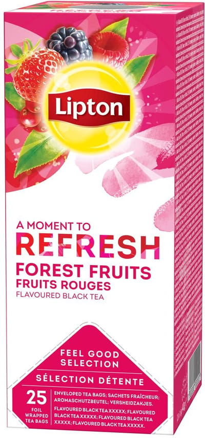 Lipton Feel Good Selection Forest Fruit - 150 Theezakjes - Zwarte Thee Bosvruchten- 6 x 25 Zakjes - Voordeelverpakking