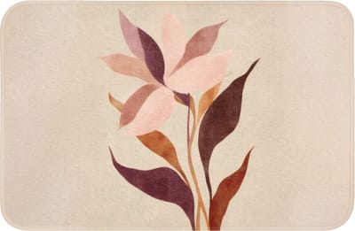 Badmat 60x40 cm - Antislip - Bloemen - Blaadjes - Minimalistisch - Roze - Badmatten voor badkamer - Badkamermat - Douchemat - Badkamer mat