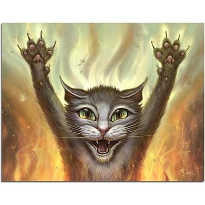 De kat opende zijn handen en juichte 5D DIY Diamond Painting vol rond diamantborduurwerk 20X30CM brown