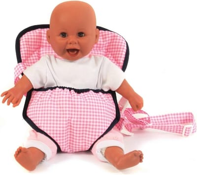 Poppen draagband - Draagriem poppen - Poppen verzorgen - Verstelbare band - 35 cm - Roze ruit