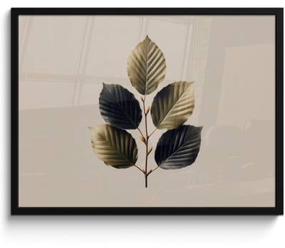 Poster in lijst - Fotolijst 80x60 cm - Posters - Beukenbladeren - Bruin - Groen - neutraal - Posterlijst zwart - Decoratie - Wanddecoratie woonkamer - Muurdecoratie slaapkamer