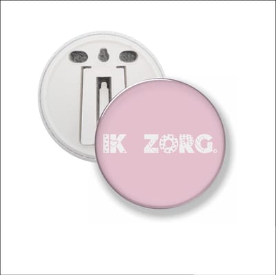 Button Met Clip 58 MM - Ik Zorg - Licht Roze