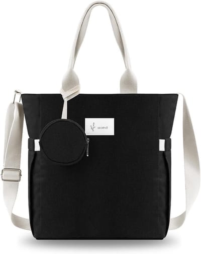 Allecta - Zwarte Draagtas voor Dames voor School, Winkelen, Reizen en Werk