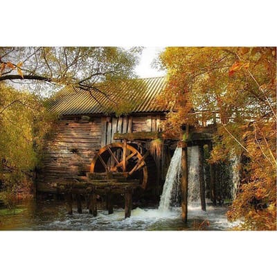 5D DIY Diamond Painting Cross Stitch Landschap Boshuis Diamant Geborduurde Woondecoratie 20X30CM beige