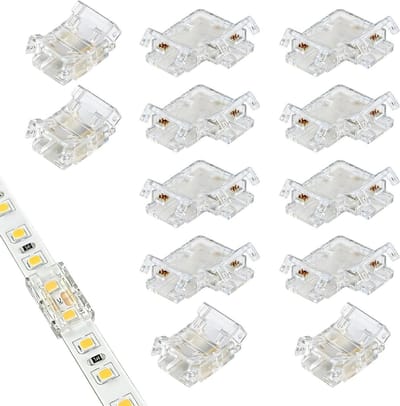 LED Strip Connector - Hoekconnector L-vorm - Verlichting Installeren - Snelle Koppeling - 4-pins 10mm - Transparant