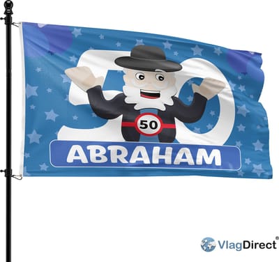 VlagDirect - Abraham vlag - Abraham 50 jaar vlag - 90 x 150 cm.