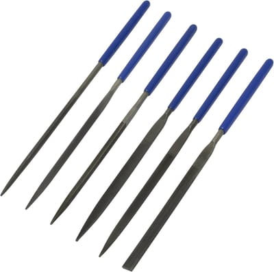 Set van 6 metalen mini-vijlen 140 mm - diverse vormen voor slijpen en modelbouw
