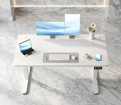 Premium Elektrisch In Hoogte Verstelbaar Bureau – Sta-Zit Bureau met Geheugenfunctie, Ergonomische Computertafel, Stil en Duurzaam, 120 x 60 cm, Wit House&Garden