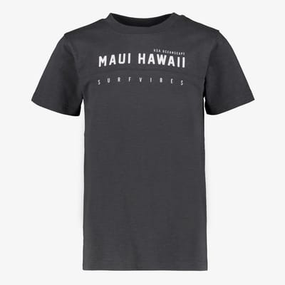 Unsigned jongens T-shirt met tekstopdruk zwart - Maat 134/140