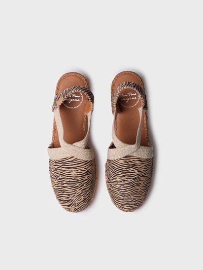Espadrille met sleehak en zebraprint | TERRA-ZB