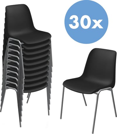 Stoel Solid - Partij van 30 - zwart/chroom - Geschikt voor kantine, vergaderzaal, congrescentrum