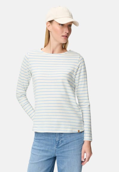 camel active Lange mouwen T-shirt van puur katoen - Maat womenswear-XS - Lichtblauw