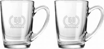 Gegraveerde set Theeglazen 32cl Gefeliciteerd 50 jaar getrouwd