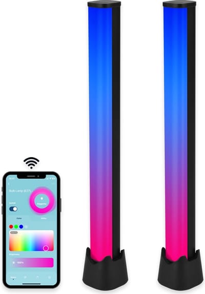 Gologi Slimme Sfeerverlichting – Set van 2 – Tafellamp – Monitor Verlichting – Bureaulamp – Game Lamp – Sfeerlamp – LED Bar – Ambilight TV – Aluminium – 30 cm – Zwart