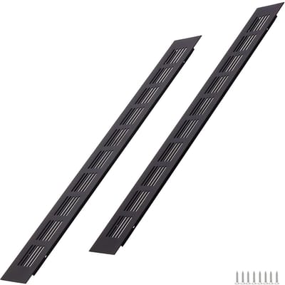 Dailygoods- Ventilatierooster 400x50mm zwart - 2 stuks - Aluminium - Eenvoudige montage - Onderhoudsvriendelijk - Efficiënte ventilatie - Ontluchtingsrooster