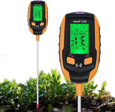 Digitale 5-in-1 Bodemvochtmeter met Thermometer, pH-waarde, Lichtintensiteit en LCD Scherm voor Tuinieren en Landbouw