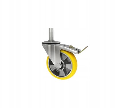 Aluminium-Polyurethaan Wiel met Rem, Ø160mm, Zwenkbaar