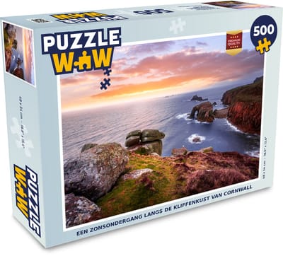 Puzzel Een zonsondergang langs de kliffenkust van Cornwall - Legpuzzel - Puzzel 500 stukjes