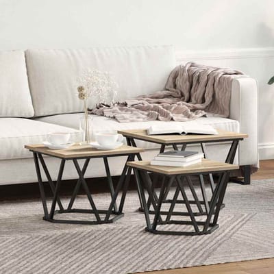 vidaXL - Salontafel - 3 - st - Sonoma - Eik - 50 - x - 50 - x - 40 - cm