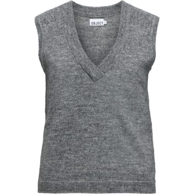 Object objdenisi s/l re knit vest noos 23049215 medium grey melange