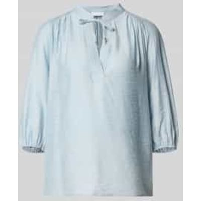 regular fit blouse met vetersluiting en 3/4-mouwen