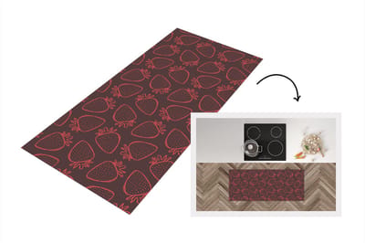 Keukenloper - Loper keuken - Patronen - Aardbei - Stippen - Fruit - 120x50 cm - Keukenloper vinyl