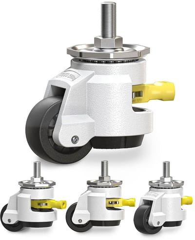 Zwenkwielen Set van 4 Hoge Belastbaarheid met Stang M12 en 1/2 Inch Inklapbare Wielen voor Meubels en Machines