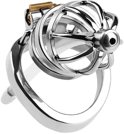 Fixxx - Ethan - Kuisheidskooi met Holle Penisplug - Zilver - Twee Diameters 45 mm