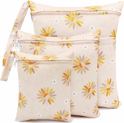 Ruime Luiertas met 3 Stuks Waterdichte Zakjes, Herbruikbare Luiers, Organizer voor Babyspullen, Ideaal voor Peuters en Kinderdagverblijf, Bloemenpatroon