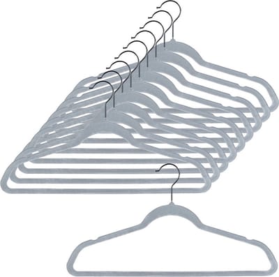 Kledinghangers Velours Grijs Draaibaar 45x24,5 cm 10 stuks - Kleerhangers - Broekhanger - Hanger