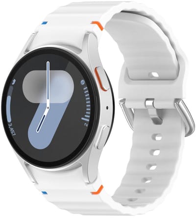Siliconen wave bandje - geschikt voor Samsung Galaxy Watch 7 (40 & 44mm) / Watch 6 (Classic) / Watch 5 (Pro) / Watch 4 (Classic) / Watch FE - zilveren gespsluiting - wit