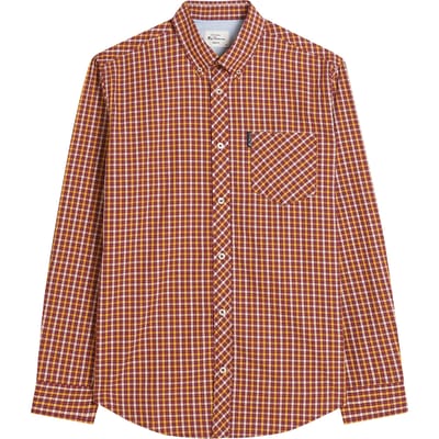 Ben Sherman Heren Signature Huis Check Lange Mouwen Overhemd (Rood)